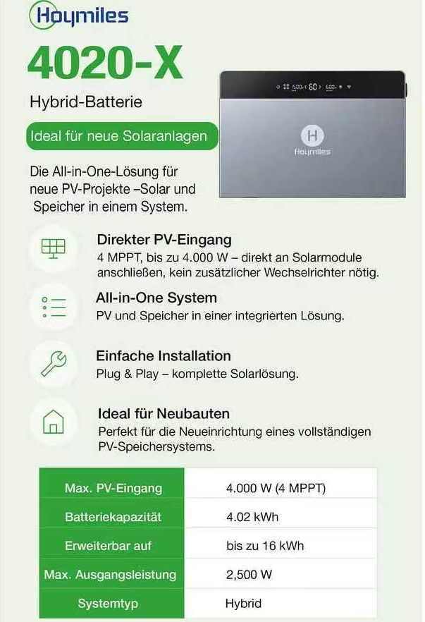 Hoymiles 4020 X mit 4020S mit Hoymiles HMeter T120