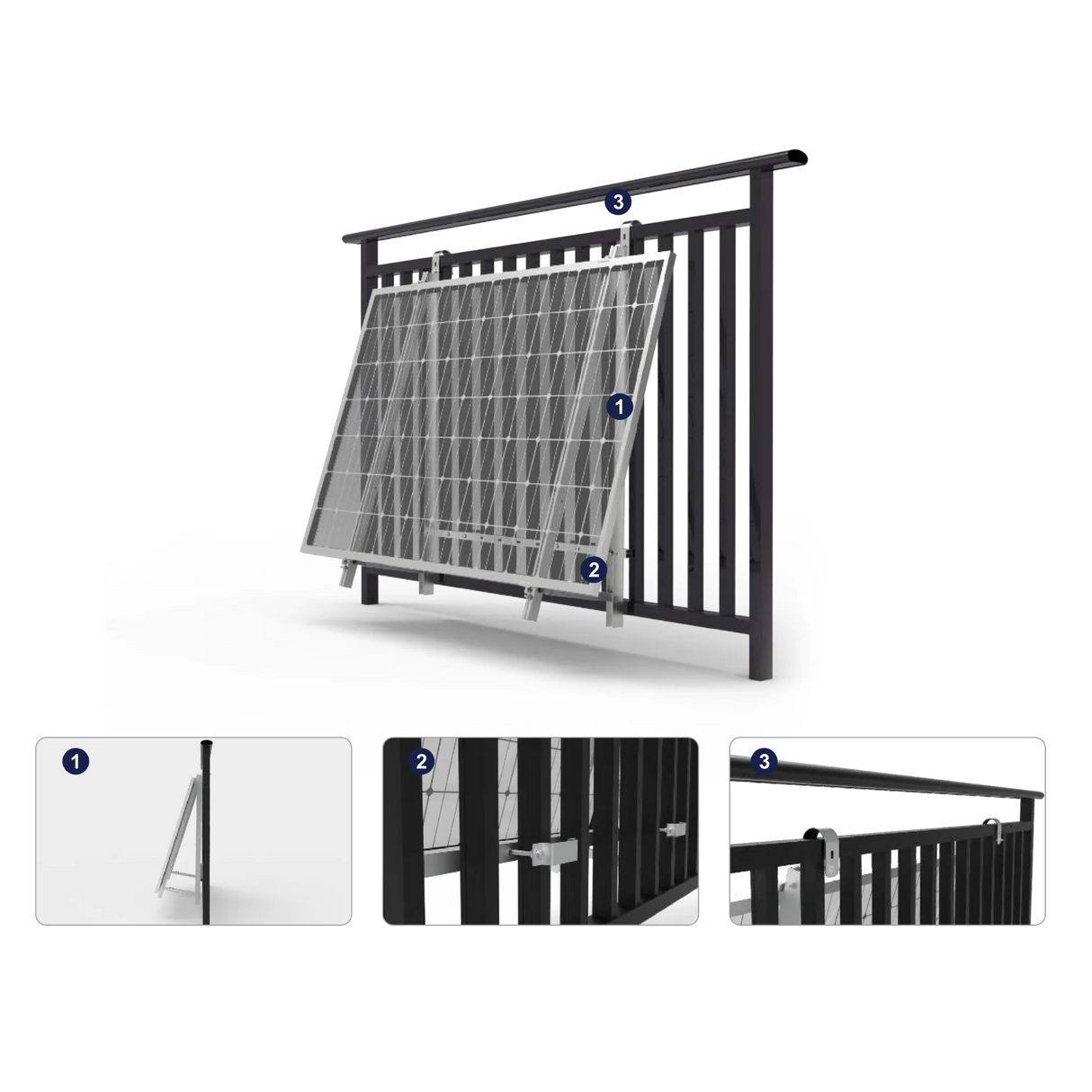 Powerway 3in1 verstellbare PV Montageset für Balkonkraftwerk