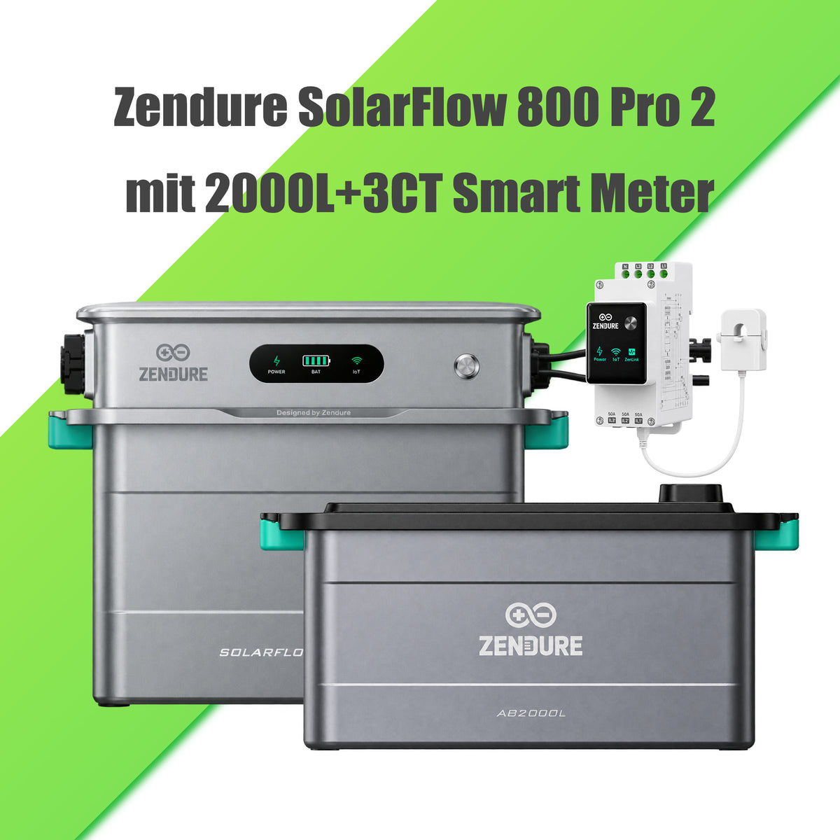 Bundle-Zendure SolarFlow 800 Pro 2 mit 2000L und 3CT Smart Meter