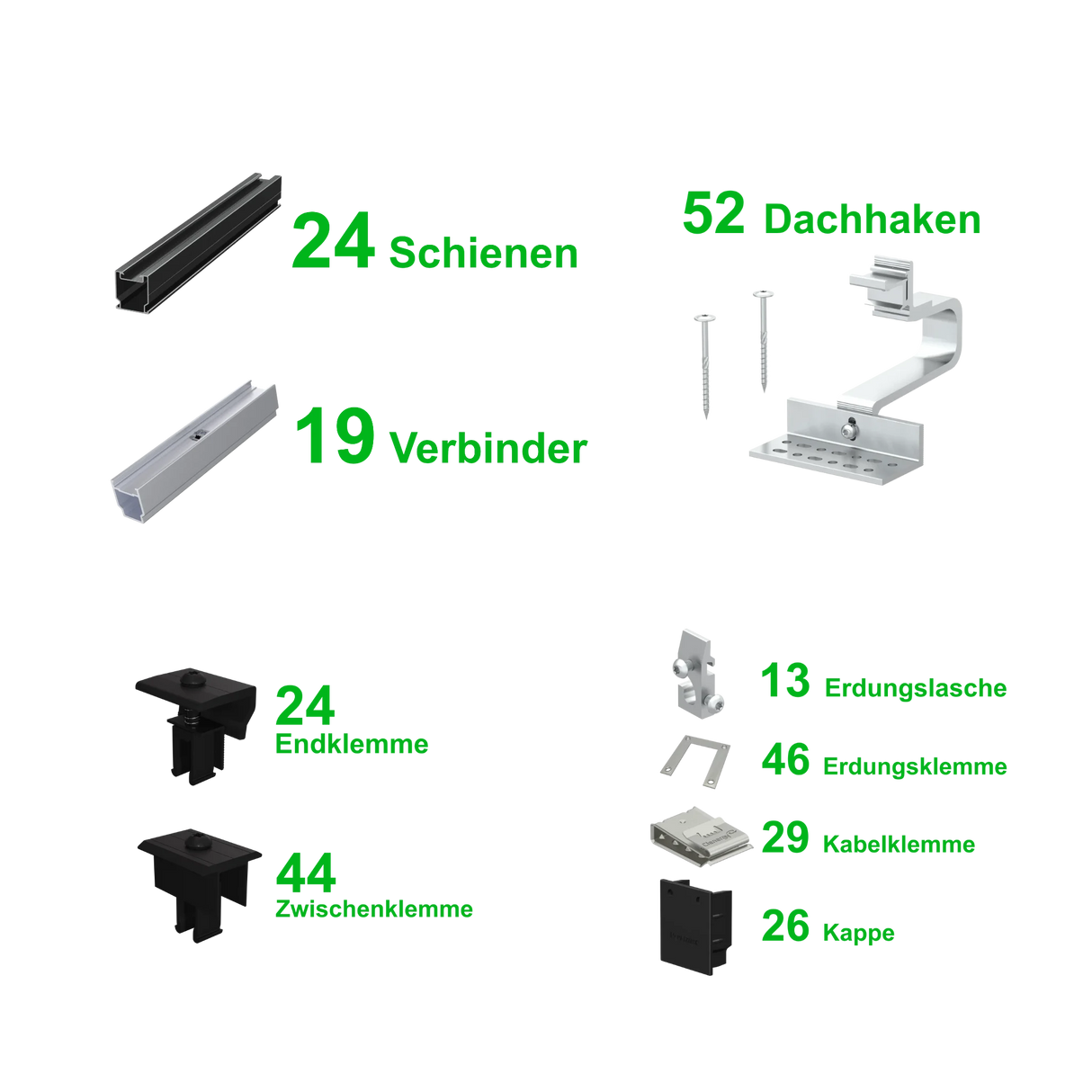 Clenergy SolarRoofPro 2.0 Montageset für 24 Modulen 10kWp