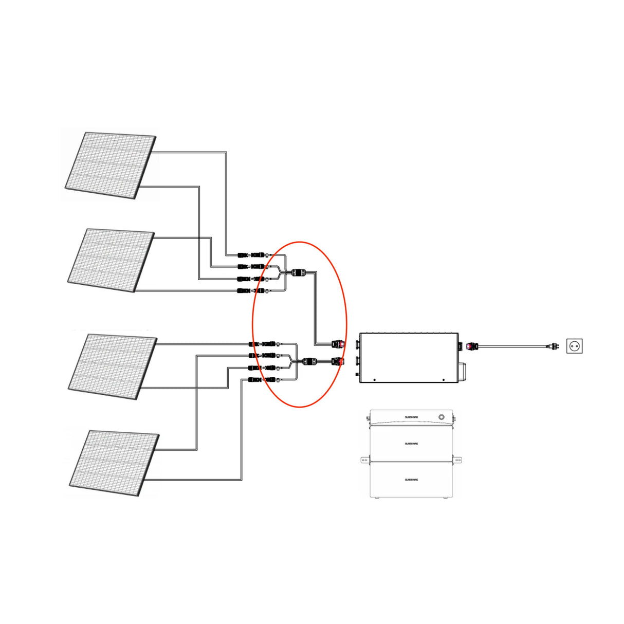 Sunshare 0,5m MC4/Slim Adapterkabel für Sunshare-Stromspeicher